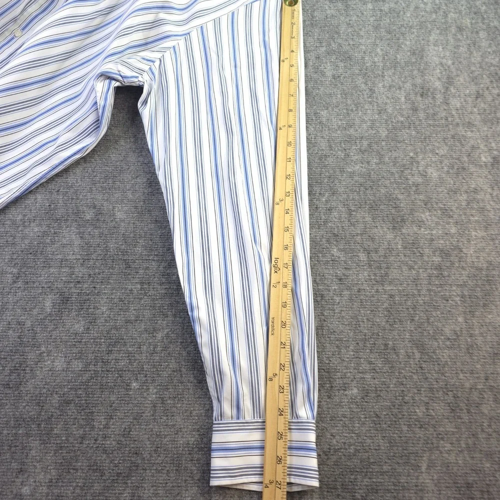 Polo Ralph Lauren Shirt 2XL 18 White Blue Striped Long‎ Sleeve Button Up Cotton